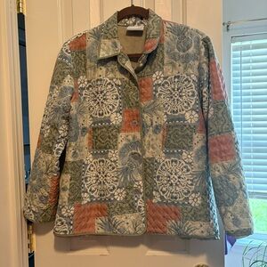 Alfred Dunner Silk Patchwork Multicolor Button Quilted Grannycore Jacket 10P